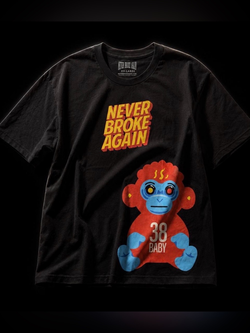 NBA YoungBoy Never Broke Again
"38 Baby" Monkey Graphic Tee - Size XXL - NWT